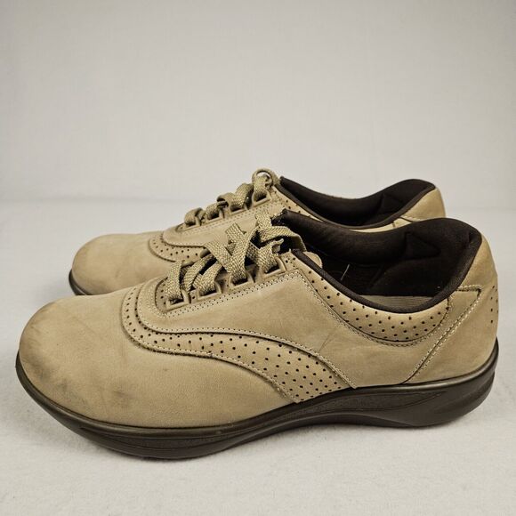 SAS Walk Easy Lace Up Women Walking Shoe SZ 9.5 Sage Suede Leather Arch Support - Picture 5 of 15